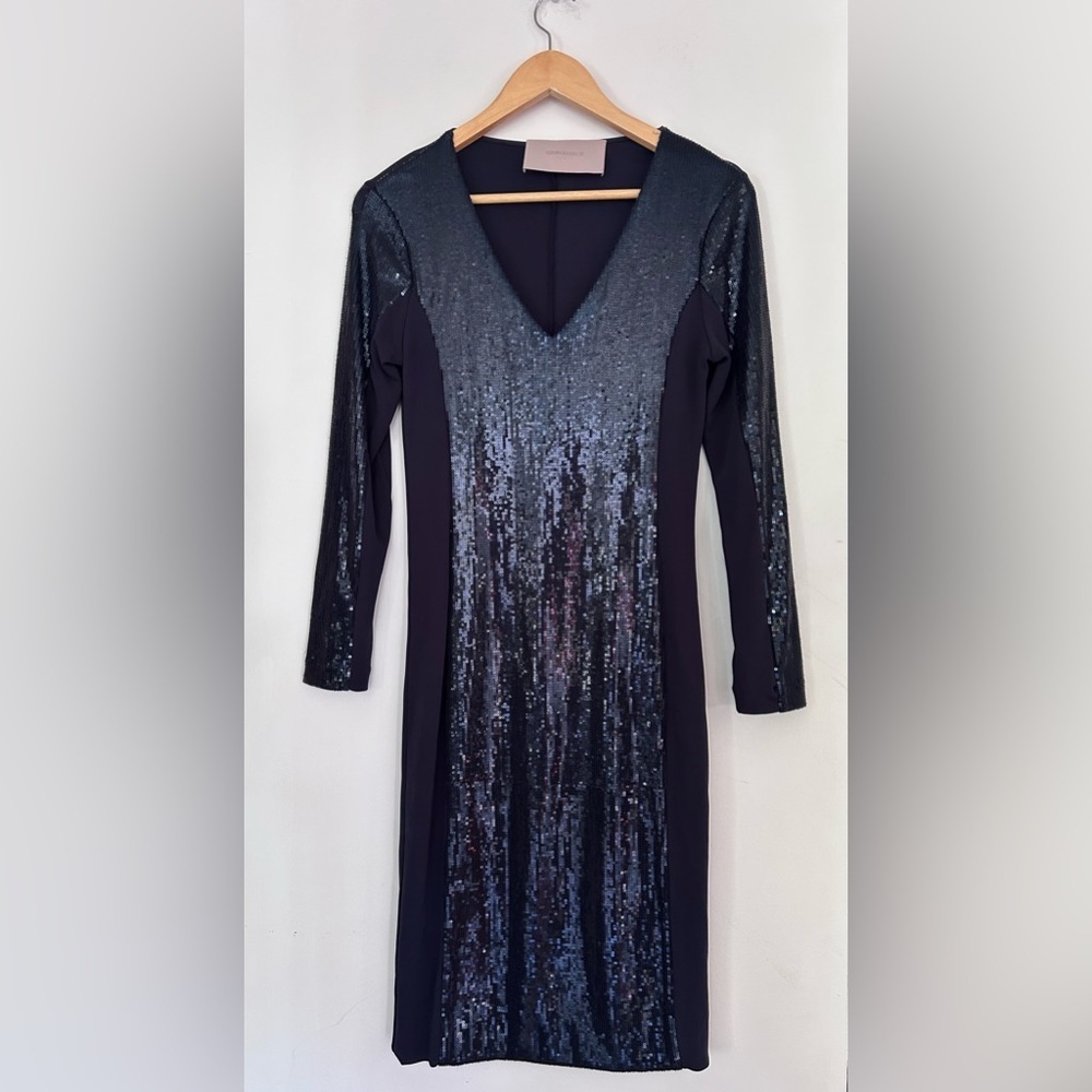 Georges Rech navy blue cocktail dress sequin embellishments vintage - Picture 8 of 8